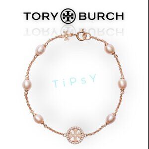 Beautiful Tory Burch Rose Gold & Pearl Pave Bracelet